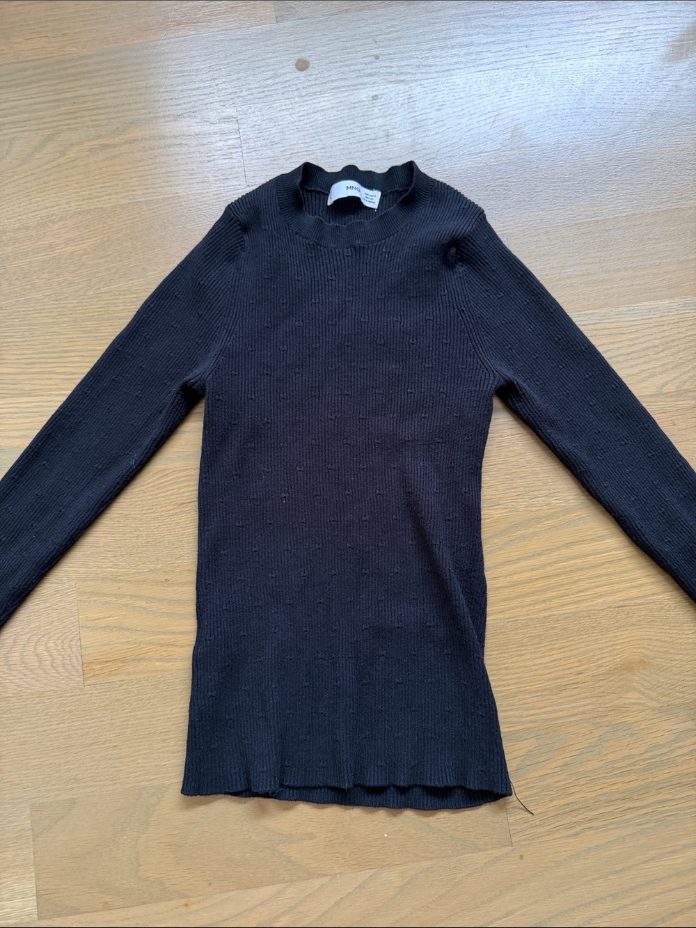 Mango Black Ribbed Long-Sleeve
